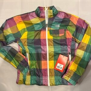 NWT Northface large rainbow 🌈 plaid checker windbreaker jacket
